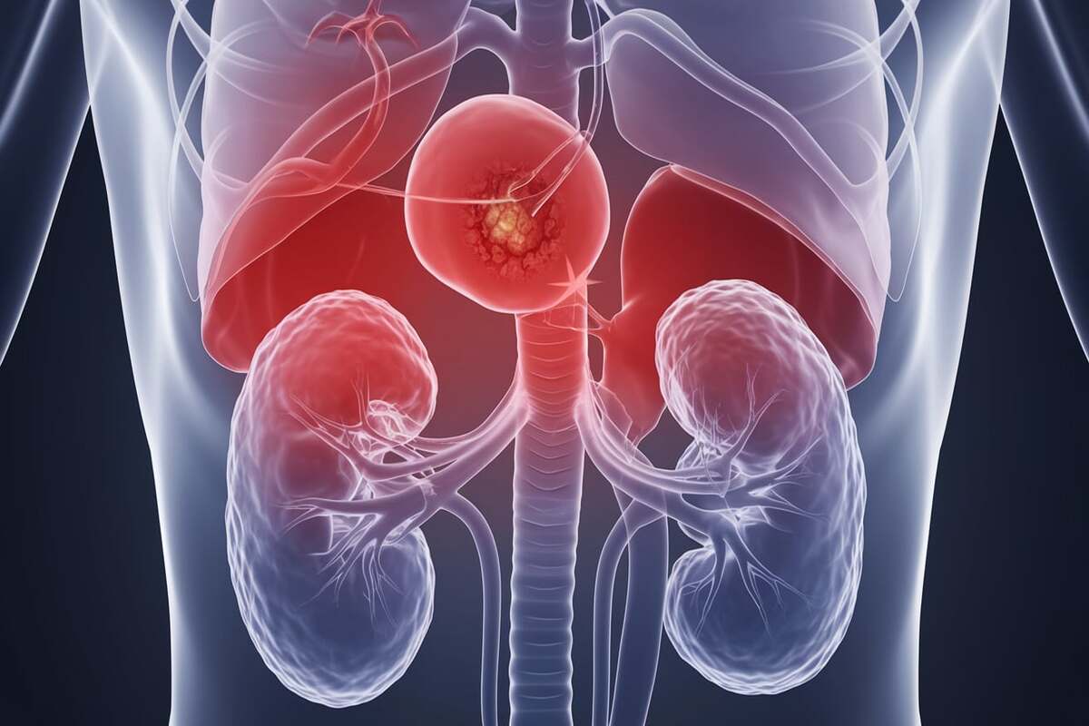Is Low Potassium a Sign of Cancer? Essential Information 2 Illustration of the adrenal glands with areas highlighted to show where adrenal cancer may occur.