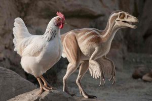 Are Chickens Dinosaurs? Facts That Will Blow Your Mind 11 Modern chicken and Velociraptor side-by-side, highlighting their evolutionary connection.