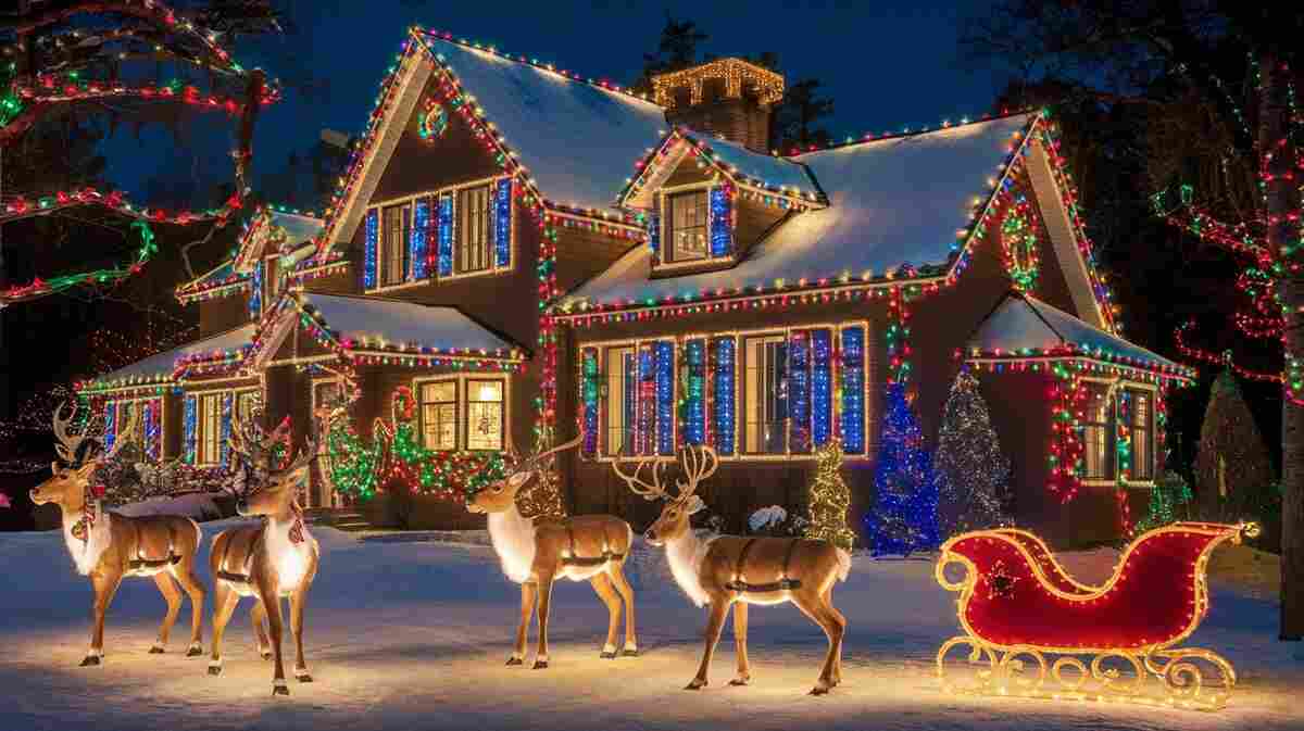 55 Fun Christmas Facts to Delight and Amaze! 10 A brightly lit house decorated with over 600,000 Christmas lights